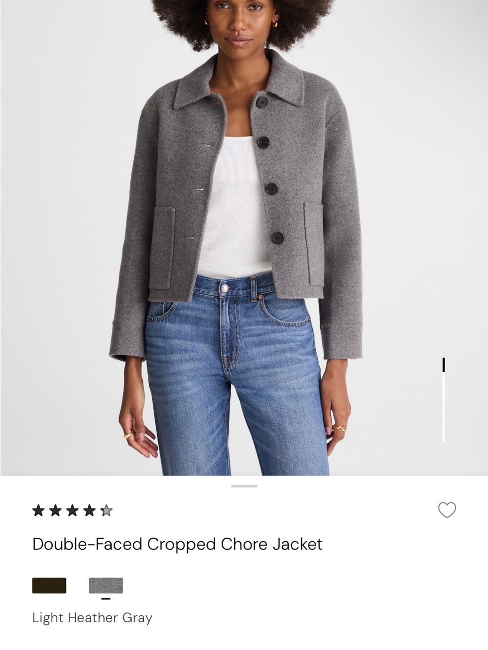 Madewell Light Heather Gray Cropped Chore Jacket